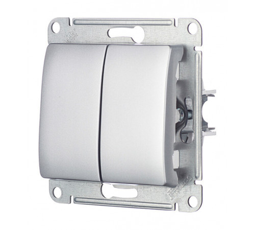 Выключатель Systeme Electric Glossa двухклавишный встраиваемый алюминий (GSL000351) Выключатель Systeme Electric Glossa двухклавишный встраиваемый алюминий (GSL000351)