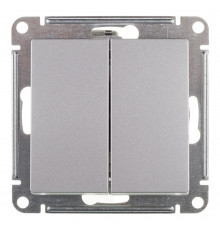 Выключатель Systeme Electric AtlasDesign двухклавишный встраиваемый алюминий (ATN000351)