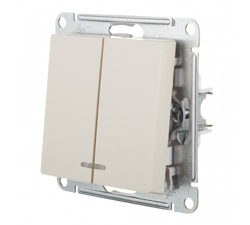 Выключатель Systeme Electric AtlasDesign двухклавишный встраиваемый бежевый с подсветкой (ATN000253) Выключатель Systeme Electric AtlasDesign двухклавишный встраиваемый бежевый с подсветкой (ATN000253)