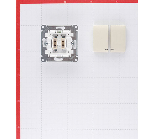Выключатель Systeme Electric Glossa двухклавишный встраиваемый бежевый с подсветкой (GSL000253) Выключатель Systeme Electric Glossa двухклавишный встраиваемый бежевый с подсветкой (GSL000253)