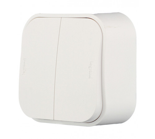 Выключатель Legrand Quteo двухклавишный накладной белый (782202) Выключатель Legrand Quteo двухклавишный накладной белый (782202)