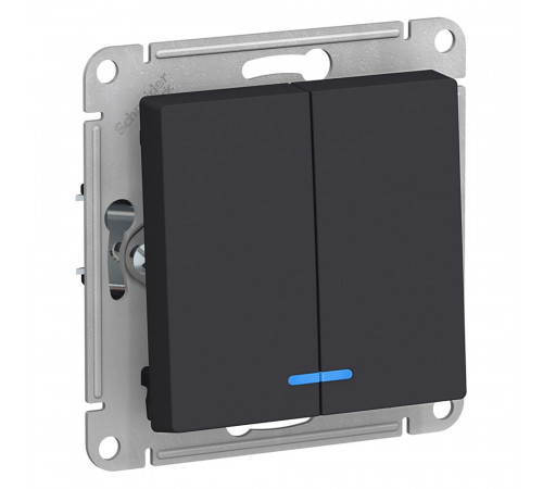 Выключатель Systeme Electric AtlasDesign двухклавишный встраиваемый карбон с подсветкой (ATN001053) Выключатель Systeme Electric AtlasDesign двухклавишный встраиваемый карбон с подсветкой (ATN001053)