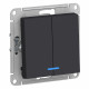 Выключатель Systeme Electric AtlasDesign двухклавишный встраиваемый карбон с подсветкой (ATN001053)