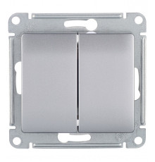 Выключатель Systeme Electric Glossa двухклавишный встраиваемый алюминий (GSL000351)