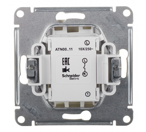Выключатель Systeme Electric AtlasDesign одноклавишный встраиваемый алюминий (ATN000311) Выключатель Systeme Electric AtlasDesign одноклавишный встраиваемый алюминий (ATN000311)