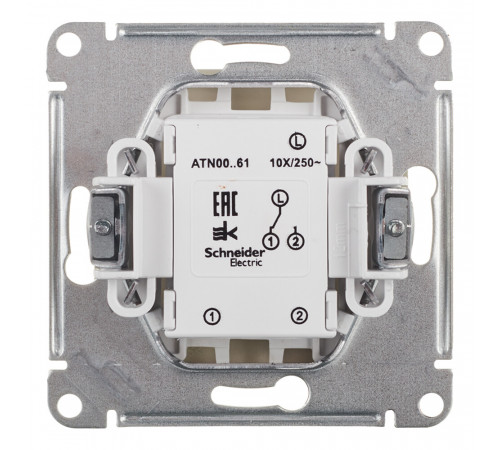 Переключатель Systeme Electric AtlasDesign одноклавишный встраиваемый алюминий (ATN000361)