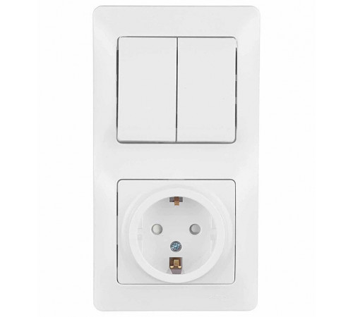 Блок выключатель и розетка Systeme Electric Glossa двухклавишный встраиваемый белый со шторками (GSL000174) Блок выключатель и розетка Systeme Electric Glossa двухклавишный встраиваемый белый со шторками (GSL000174)