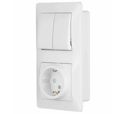 Блок выключатель и розетка Systeme Electric Glossa двухклавишный встраиваемый белый со шторками (GSL000174) Блок выключатель и розетка Systeme Electric Glossa двухклавишный встраиваемый белый со шторками (GSL000174)
