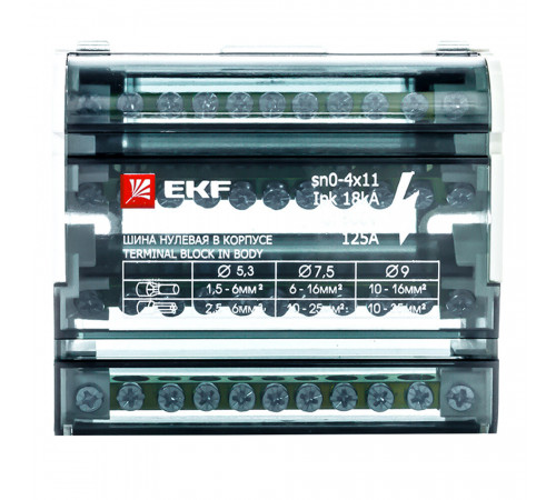 Шина нулевая EKF PROxima 4х11 отверстий в корпусе (sn0-4х11)