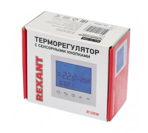 Терморегулятор сенсорный программируемый для теплого пола Rexant R100W белый Терморегулятор сенсорный программируемый для теплого пола Rexant R100W белый