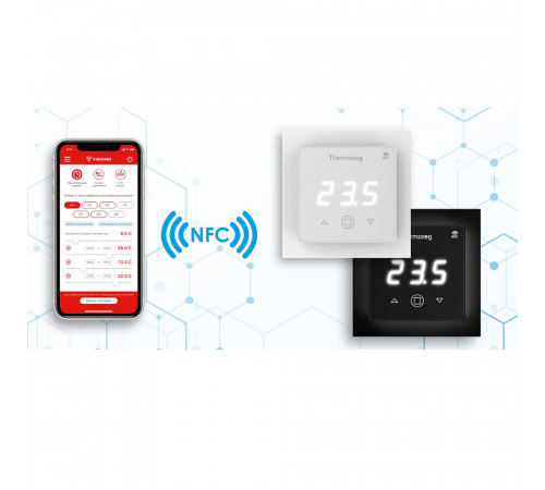 Терморегулятор электронный сенсорный для теплого пола Thermoreg TI-700 NFC черный с поддержкой NFC