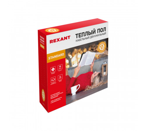Теплый пол кабельный Rexant Standard 13-17,5 кв.м 2100 Вт 140 м Теплый пол кабельный Rexant Standard 13-17,5 кв.м 2100 Вт 140 м