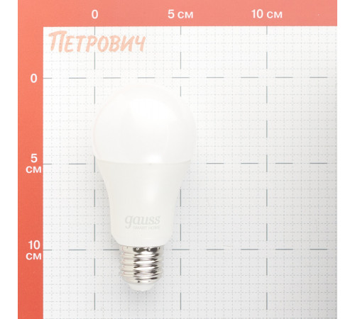Лампа умная Gauss Smart Home светодиодная диммируемая E27 10 Вт теплый 2700 К IP20 груша Лампа умная Gauss Smart Home светодиодная диммируемая E27 10 Вт теплый 2700 К IP20 груша