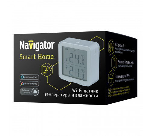 Умный датчик температуры и влажности Navigator Smart Home NSH-SNR-03 белый Умный датчик температуры и влажности Navigator Smart Home NSH-SNR-03 белый