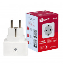 Умная розетка EKF Connect (RCS-1-WF) белая с заземлением