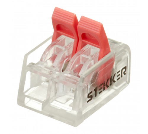 Клемма на 2 провода Stekker 0,14-4 кв.мм с рычажками без пасты (50 шт.) (49823) Клемма на 2 провода Stekker 0,14-4 кв.мм с рычажками без пасты (50 шт.) (49823)