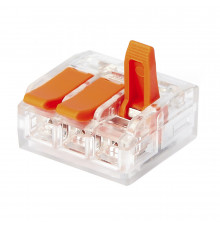 Клемма на 3 провода Electrovolt 221-413 0,2-4 кв.мм с рычажками без пасты (50 шт.) (ЦБ-00015943/605535)