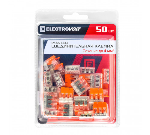Клемма на 3 провода Electrovolt 221-413 0,2-4 кв.мм с рычажками без пасты (50 шт.) (ЦБ-00015943/605535) Клемма на 3 провода Electrovolt 221-413 0,2-4 кв.мм с рычажками без пасты (50 шт.) (ЦБ-00015943/605535)