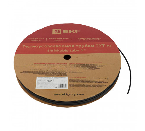 Трубка термоусадочная EKF ТУТ 4/2 мм черная (200 м)