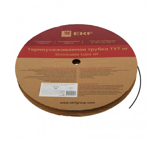 Трубка термоусадочная EKF ТУТ 2/1 мм черная (200 м) Трубка термоусадочная EKF ТУТ 2/1 мм черная (200 м)