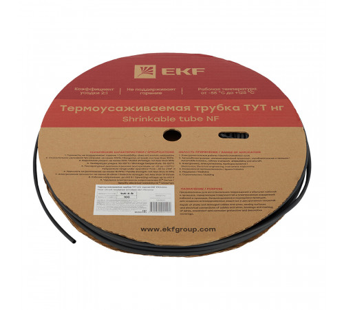 Трубка термоусадочная EKF ТУТ 6/3 мм черная (100 м) Трубка термоусадочная EKF ТУТ 6/3 мм черная (100 м)