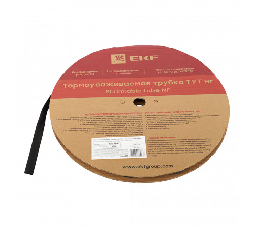 Трубка термоусадочная EKF ТУТ 12/6 мм черная (100 м) Трубка термоусадочная EKF ТУТ 12/6 мм черная (100 м)