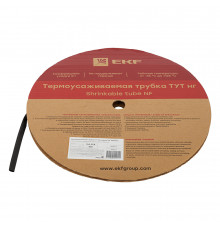 Трубка термоусадочная EKF ТУТ 8/4 мм черная (100 м)