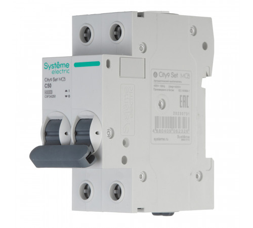 Автоматический выключатель модульный Systeme Electric City9 Set 2P 50А тип C 4,5 кА 230 В (C9F34250) Автоматический выключатель модульный Systeme Electric City9 Set 2P 50А тип C 4,5 кА 230 В (C9F34250)
