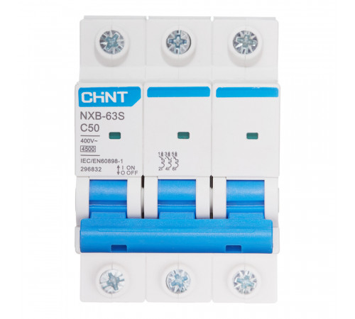 Автоматический выключатель модульный Chint NXB-63S 3P 50А тип C 4,5 кА 400 В (296832 Chint) Автоматический выключатель модульный Chint NXB-63S 3P 50А тип C 4,5 кА 400 В (296832 Chint)