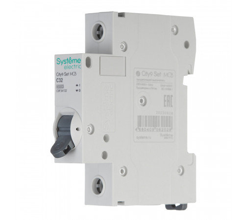 Автоматический выключатель модульный Systeme Electric City9 Set 1P 32А тип C 4,5 кА 230 В (C9F34132) Автоматический выключатель модульный Systeme Electric City9 Set 1P 32А тип C 4,5 кА 230 В (C9F34132)