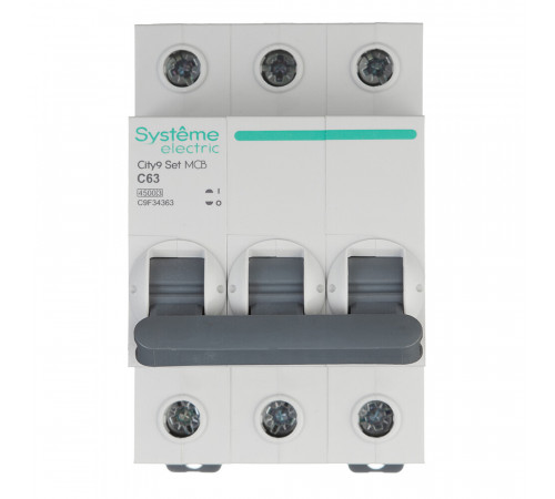 Автоматический выключатель модульный Systeme Electric City9 Set 3P 63А тип C 4,5 кА 400 В (C9F34363)