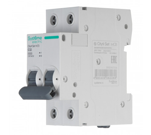 Автоматический выключатель модульный Systeme Electric City9 Set 2P 32А тип C 4,5 кА 230 В (C9F34232)