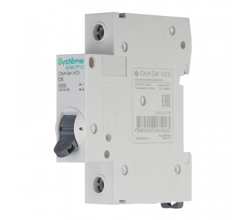 Автоматический выключатель модульный Systeme Electric City9 Set 1P 6А тип C 4,5 кА 230 В (C9F34106)