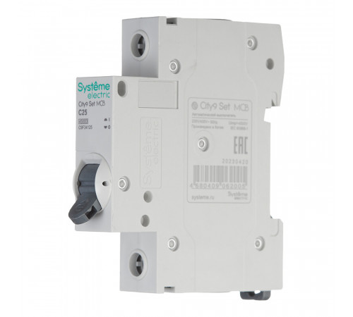 Автоматический выключатель модульный Systeme Electric City9 Set 1P 25А тип C 4,5 кА 230 В (C9F34125) Автоматический выключатель модульный Systeme Electric City9 Set 1P 25А тип C 4,5 кА 230 В (C9F34125)