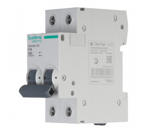 Автоматический выключатель модульный Systeme Electric City9 Set 2P 16А тип C 4,5 кА 230 В (C9F34216)