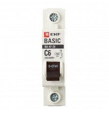 Автоматический выключатель модульный EKF Basic ВА 47-29 1P 6А тип C 4,5 кА 230 В (mcb4729-1-06C)