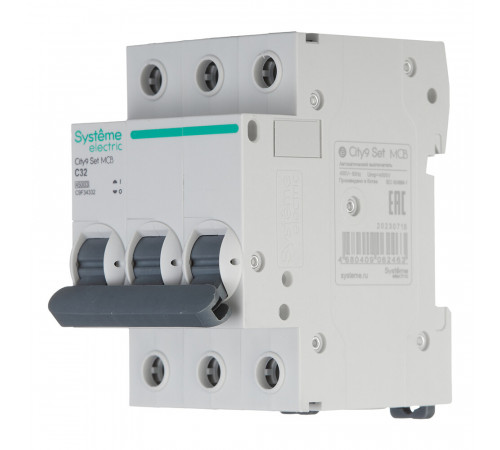 Автоматический выключатель модульный Systeme Electric City9 Set 3P 32А тип C 4,5 кА 400 В (C9F34332)