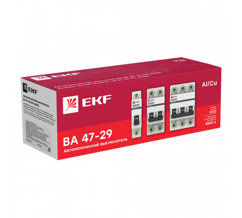 Автоматический выключатель модульный EKF Basic ВА 47-29 2P 32А тип C 4,5 кА 230 В (mcb4729-2-32C)