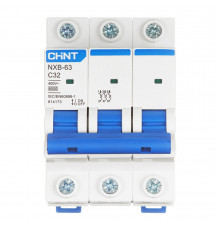 Автоматический выключатель модульный Chint NXB-63 3P 32А тип C 6 кА 400 В (814173)