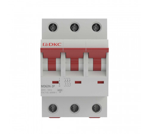 Автоматический выключатель модульный DKC Yon Max MD63N 3P 40А тип C 6 кА 400 В (MD63N-3PC40)