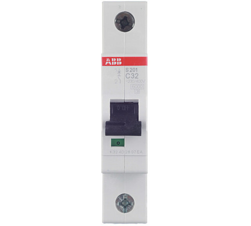 Автоматический выключатель модульный ABB S201 1P 32А тип C 6 кА 220 В (2CDS251001R0324)