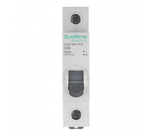 Автоматический выключатель модульный Systeme Electric City9 Set 1P 20А тип C 4,5 кА 230 В (C9F34120) Автоматический выключатель модульный Systeme Electric City9 Set 1P 20А тип C 4,5 кА 230 В (C9F34120)
