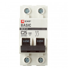 Автоматический выключатель модульный EKF Basic ВА 47-29 2P 25А тип C 4,5 кА 230 В (mcb4729-2-25C)