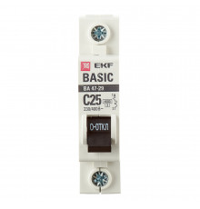 Автоматический выключатель модульный EKF Basic ВА 47-29 1P 25А тип C 4,5 кА 230 В (mcb4729-1-25C)