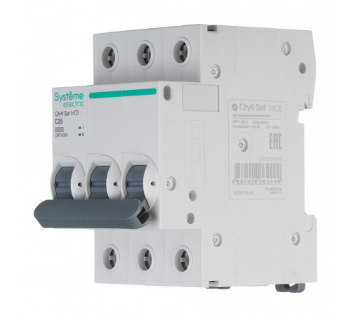 Автоматический выключатель модульный Systeme Electric City9 Set 3P 25А тип C 4,5 кА 230 В (C9F34325)
