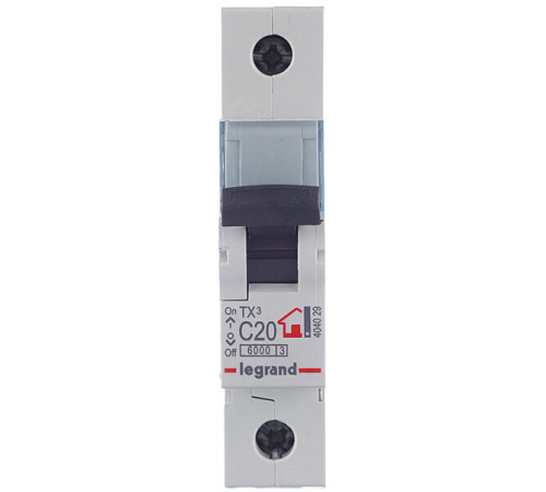 Автоматический выключатель модульный Legrand TX3 1P 20А тип C 6 кА 230/400 В (404029)