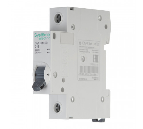 Автоматический выключатель модульный Systeme Electric City9 Set 1P 16А тип C 4,5 кА 230 В (C9F34116)