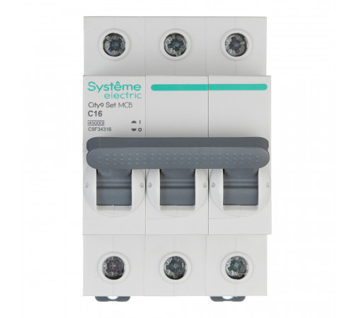 Автоматический выключатель модульный Systeme Electric City9 Set 3P 16А тип C 4,5 кА 230 В (C9F34316)