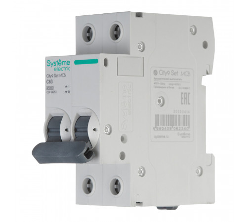 Автоматический выключатель модульный Systeme Electric City9 Set 2P 63А тип C 4,5 кА 230 В (C9F34263)