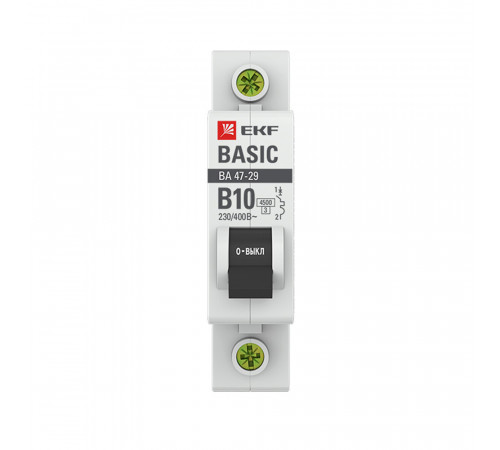 Автоматический выключатель модульный EKF Basic ВА 47-29 1P 10А тип B 4,5 кА 230 В (mcb4729-1-10-B) Автоматический выключатель модульный EKF Basic ВА 47-29 1P 10А тип B 4,5 кА 230 В (mcb4729-1-10-B)